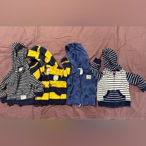 Carter's Kids Hoodies - Navy, Yellow, and White Stripes